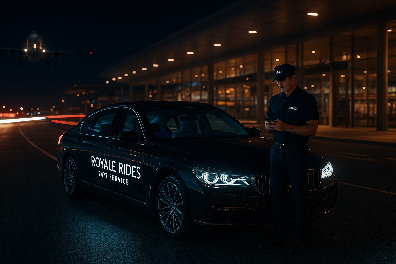 Royale Rides 24/7 airport transfer service available any time day or night