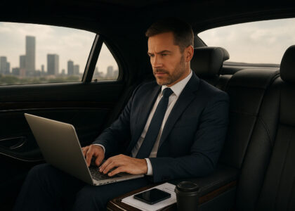 Royale Rides executive car service - Professional mobile office in Mercedes-Benz S-Class